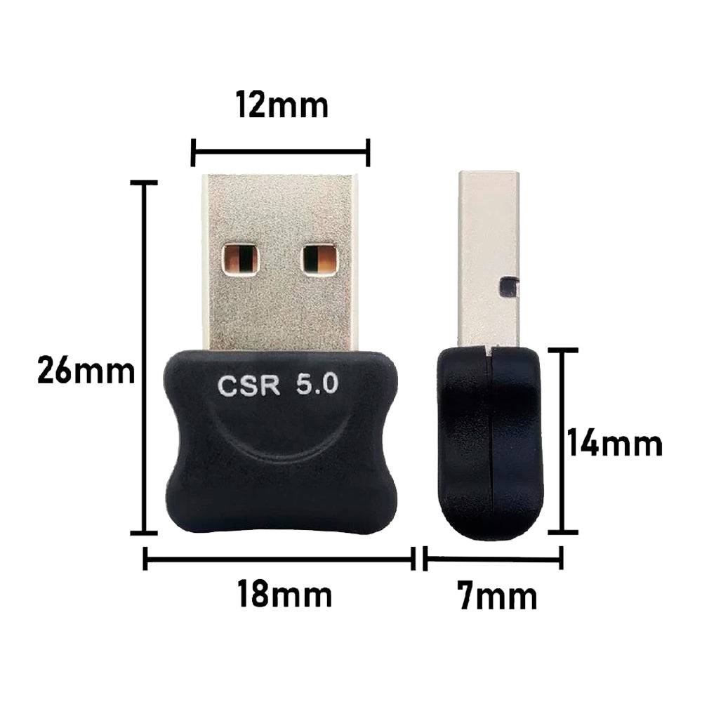 Mini Adaptador Bluetooth 5.0, Alcance Até 20 Metros, USB Dongle, Plug And Play, XK-08, Preto